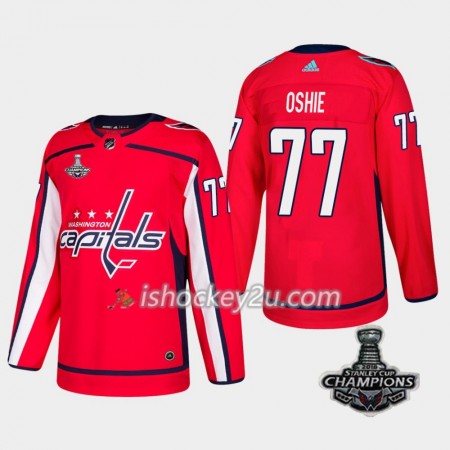 Mænd NHL Washington Capitals Trøje T.J. Oshie 77 2018 Stanley Cup Champions Adidas Rød Authentic